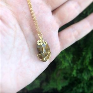 Wire wrapped stone necklace